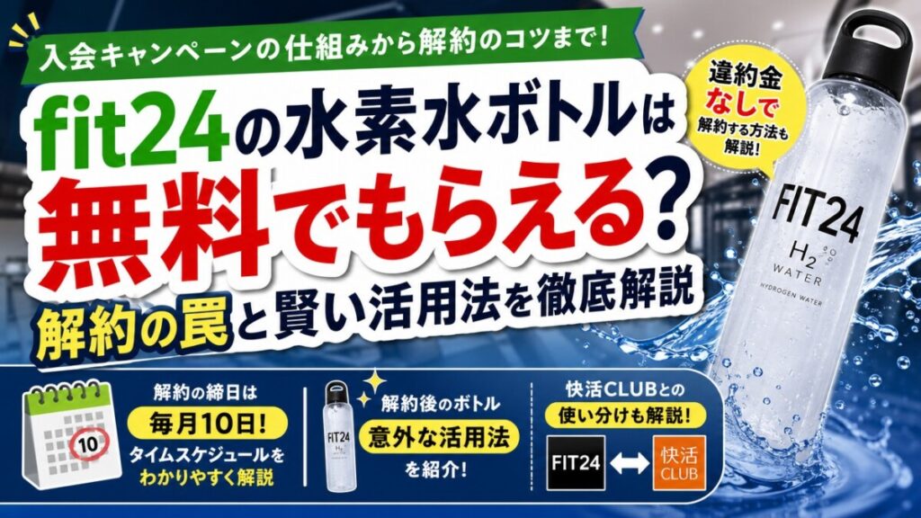 fit24の水素水ボトルは無料でもらえる？解約の罠と賢い活用法を徹底解説